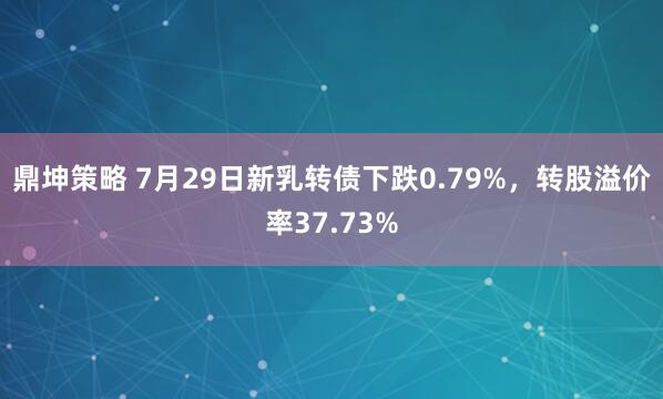 鼎坤策略 7月29日新乳转债下跌0.79%，转股溢价率37.73%