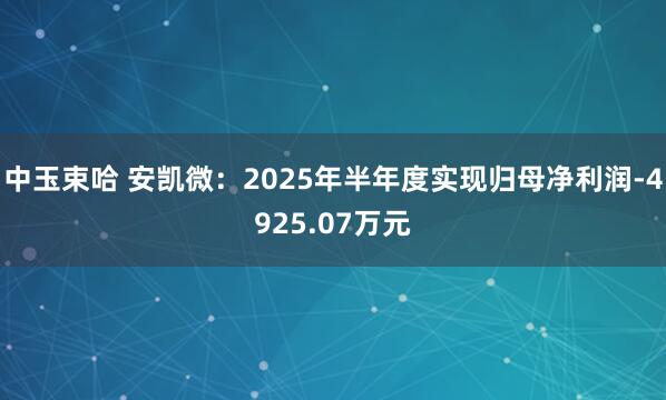 中玉束哈 安凯微：2025年半年度实现归母净利润-4925.07万元